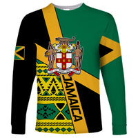 Personalised Jamaica Long Sleeve Shirt Ethnic Style In Jamaican Flag - Wonder Print Shop