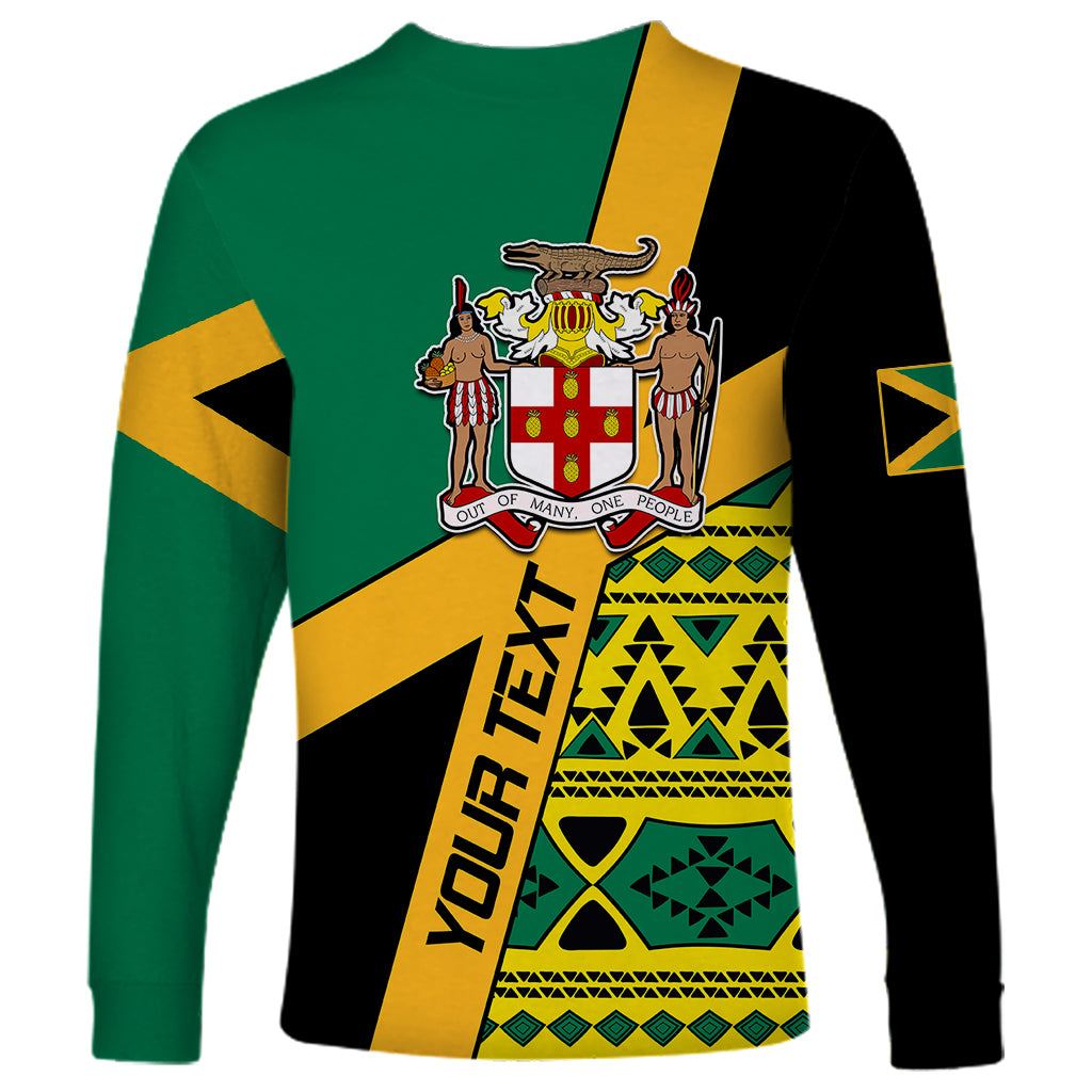 Personalised Jamaica Long Sleeve Shirt Ethnic Style In Jamaican Flag - Wonder Print Shop