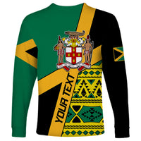 Personalised Jamaica Long Sleeve Shirt Ethnic Style In Jamaican Flag - Wonder Print Shop