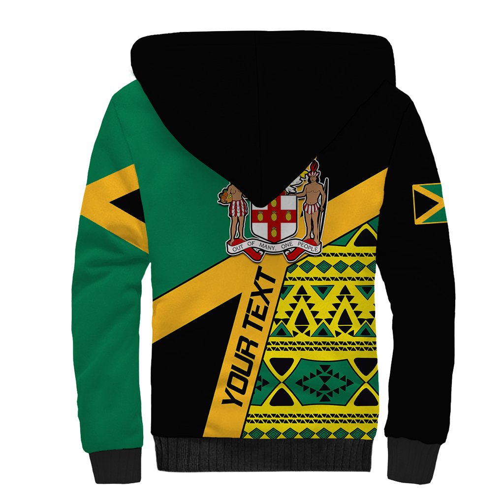Personalised Jamaica Sherpa Hoodie Ethnic Style In Jamaican Flag - Wonder Print Shop