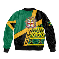 Personalised Jamaica Sleeve Zip Bomber Jacket Ethnic Style In Jamaican Flag - Wonder Print Shop