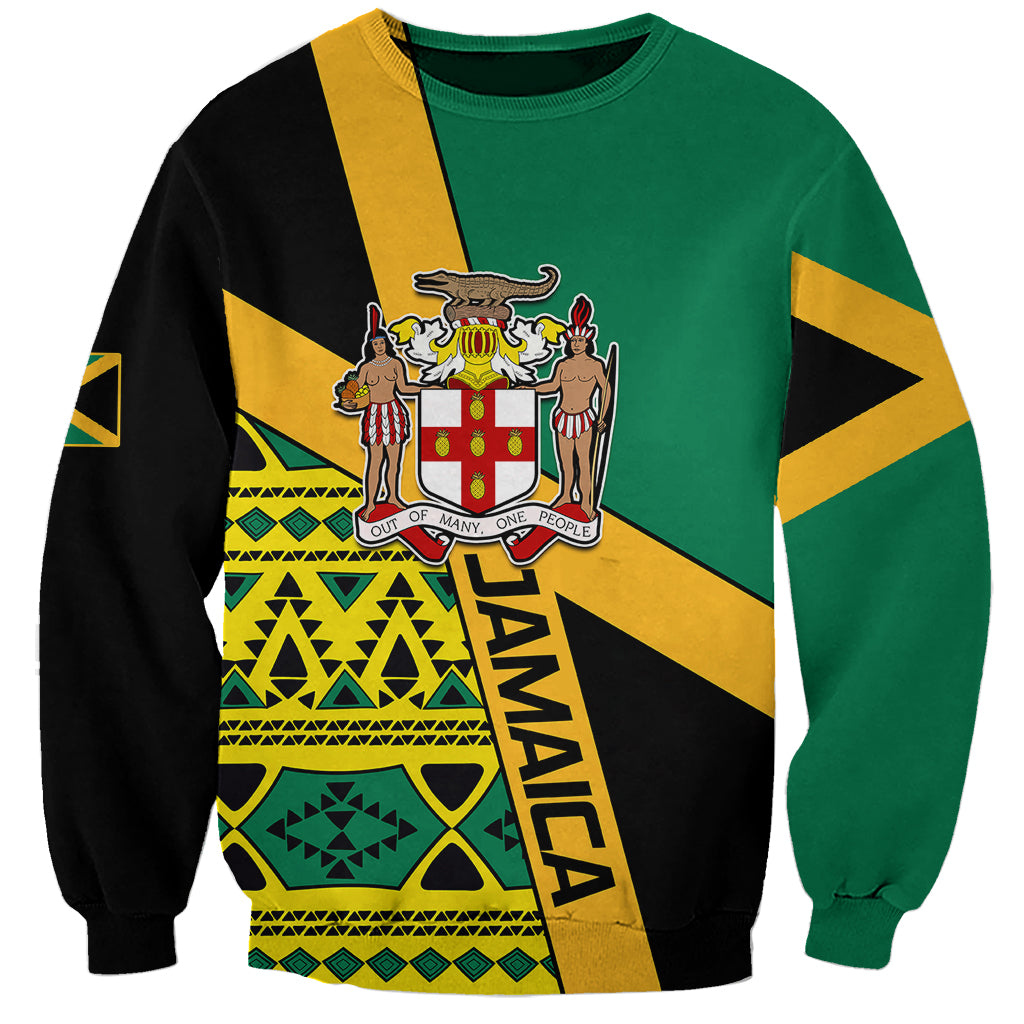 Personalised Jamaica Sweatshirt Ethnic Style In Jamaican Flag - Wonder Print Shop