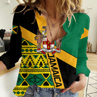 Personalised Jamaica Women Casual Shirt Ethnic Style In Jamaican Flag - Wonder Print Shop