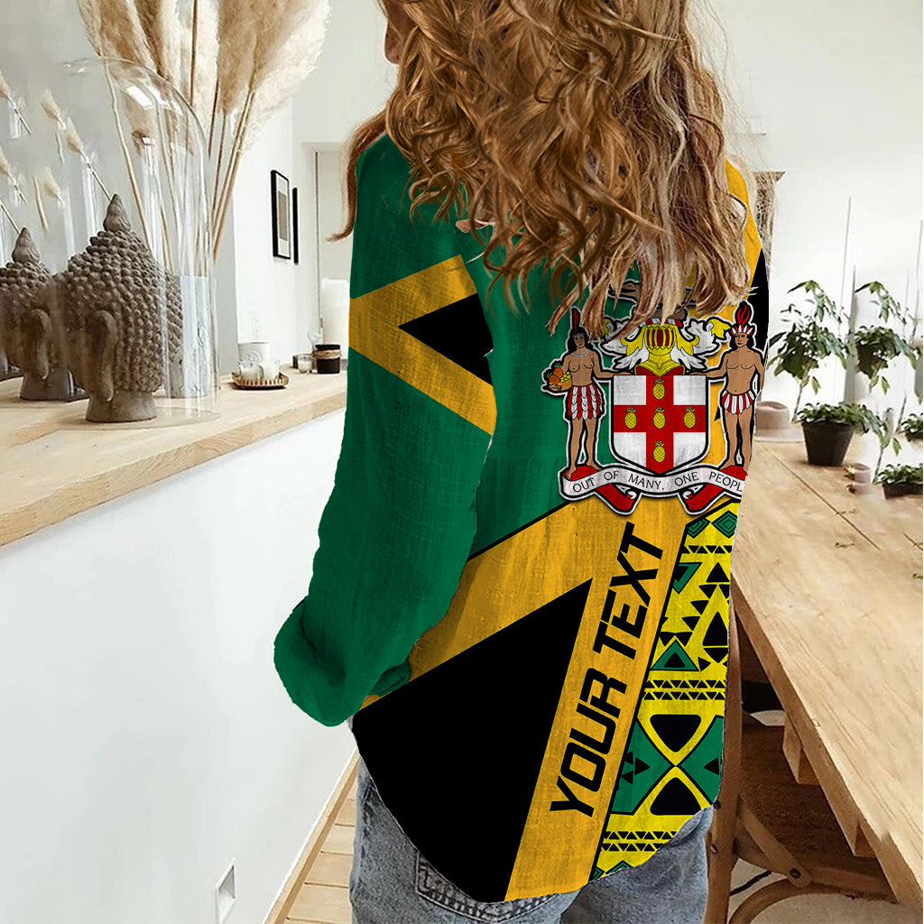 Personalised Jamaica Women Casual Shirt Ethnic Style In Jamaican Flag - Wonder Print Shop