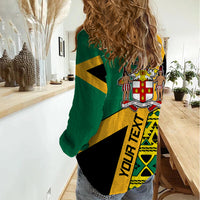 Personalised Jamaica Women Casual Shirt Ethnic Style In Jamaican Flag - Wonder Print Shop