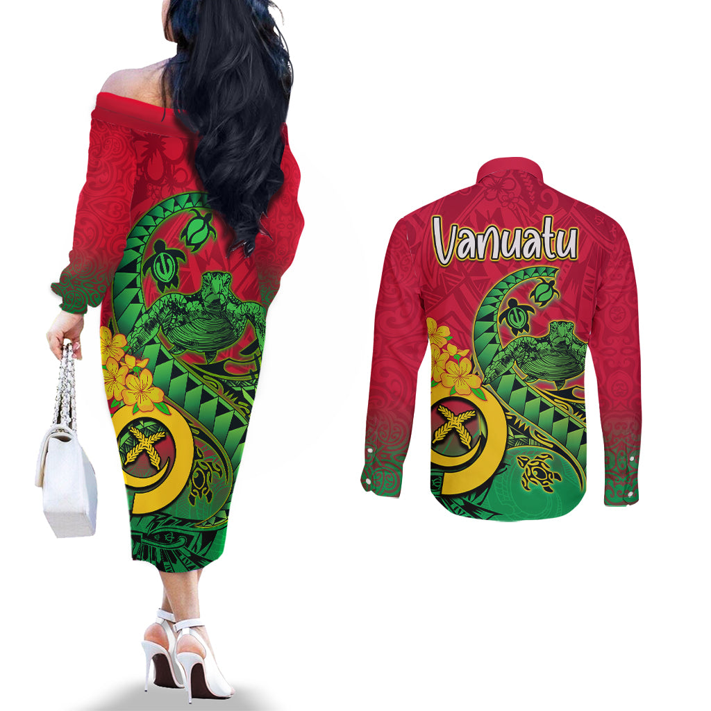 vanuatu-islands-couples-matching-off-the-shoulder-long-sleeve-dress-and-long-sleeve-button-shirts-polynesian-tattoo-and-sea-turtle