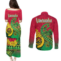 Vanuatu Islands Couples Matching Puletasi Dress and Long Sleeve Button Shirts Polynesian Tattoo and Sea Turtle LT9 - Wonder Print Shop