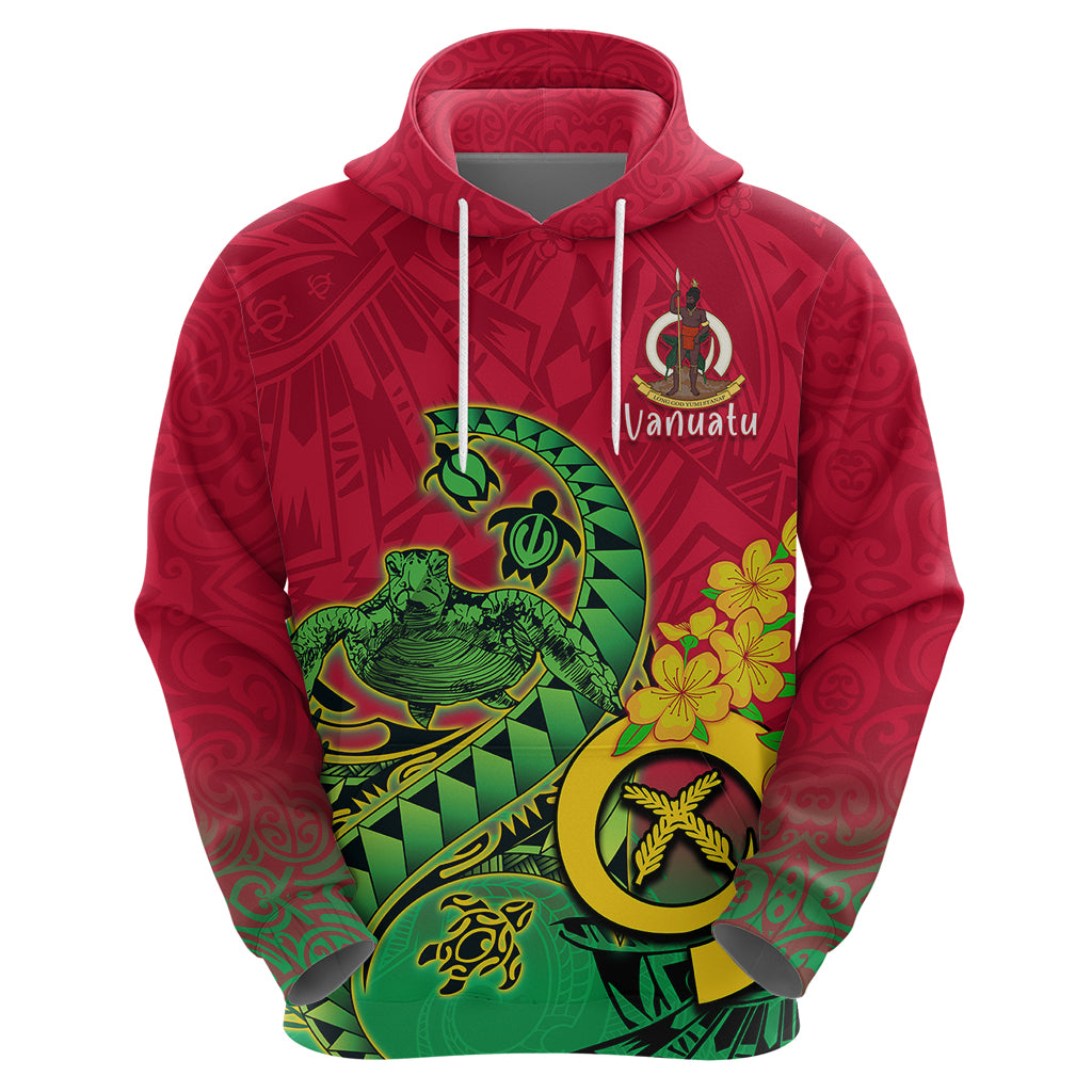Vanuatu Islands Hoodie Polynesian Tattoo and Sea Turtle - Wonder Print Shop
