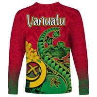 Vanuatu Islands Long Sleeve Shirt Polynesian Tattoo and Sea Turtle - Wonder Print Shop