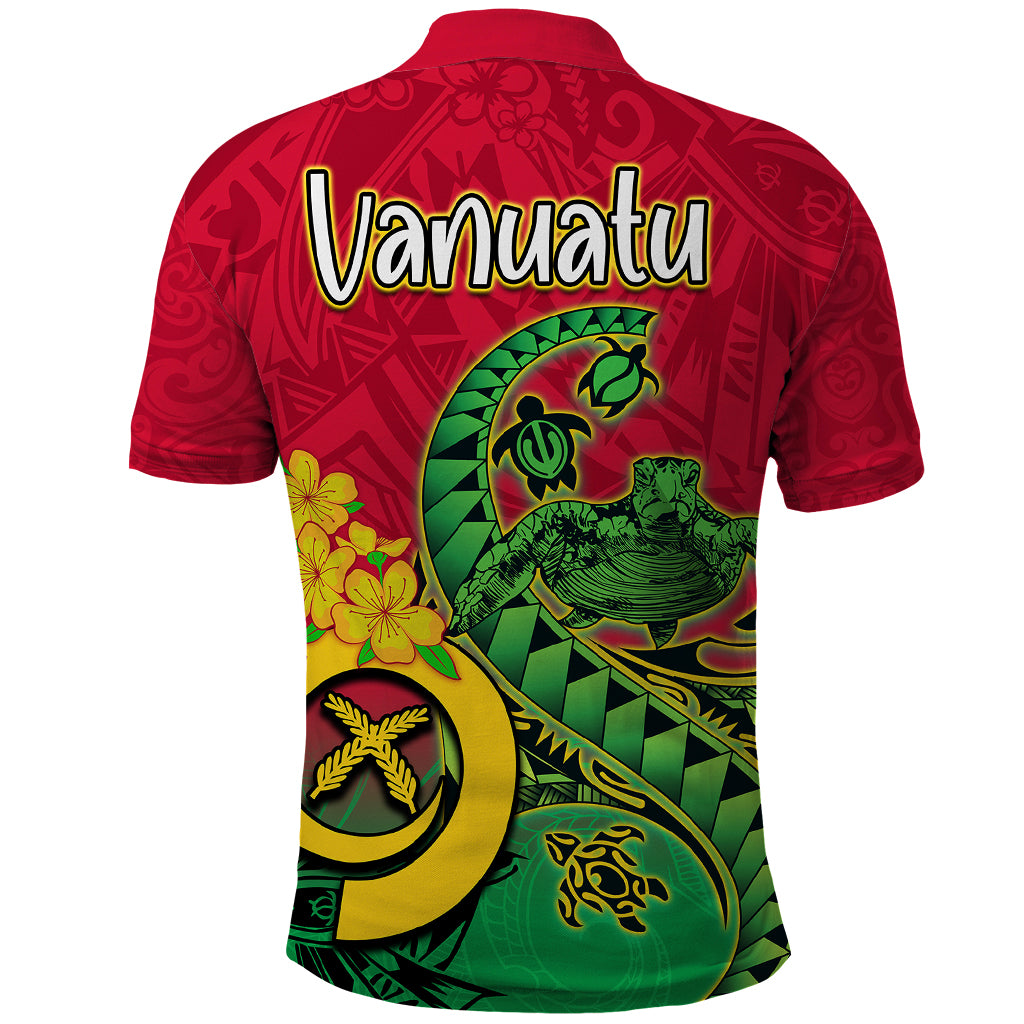 Vanuatu Islands Polo Shirt Polynesian Tattoo and Sea Turtle - Wonder Print Shop