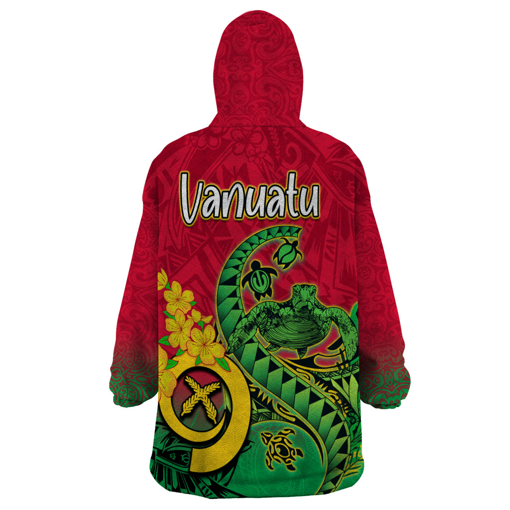 Vanuatu Islands Wearable Blanket Hoodie Polynesian Tattoo and Sea Turtle - Wonder Print Shop