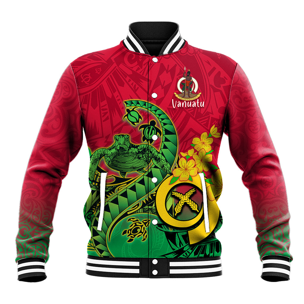 Personalised Vanuatu Islands Baseball Jacket Polynesian Tattoo and Sea Turtle LT9 - Wonder Print Shop