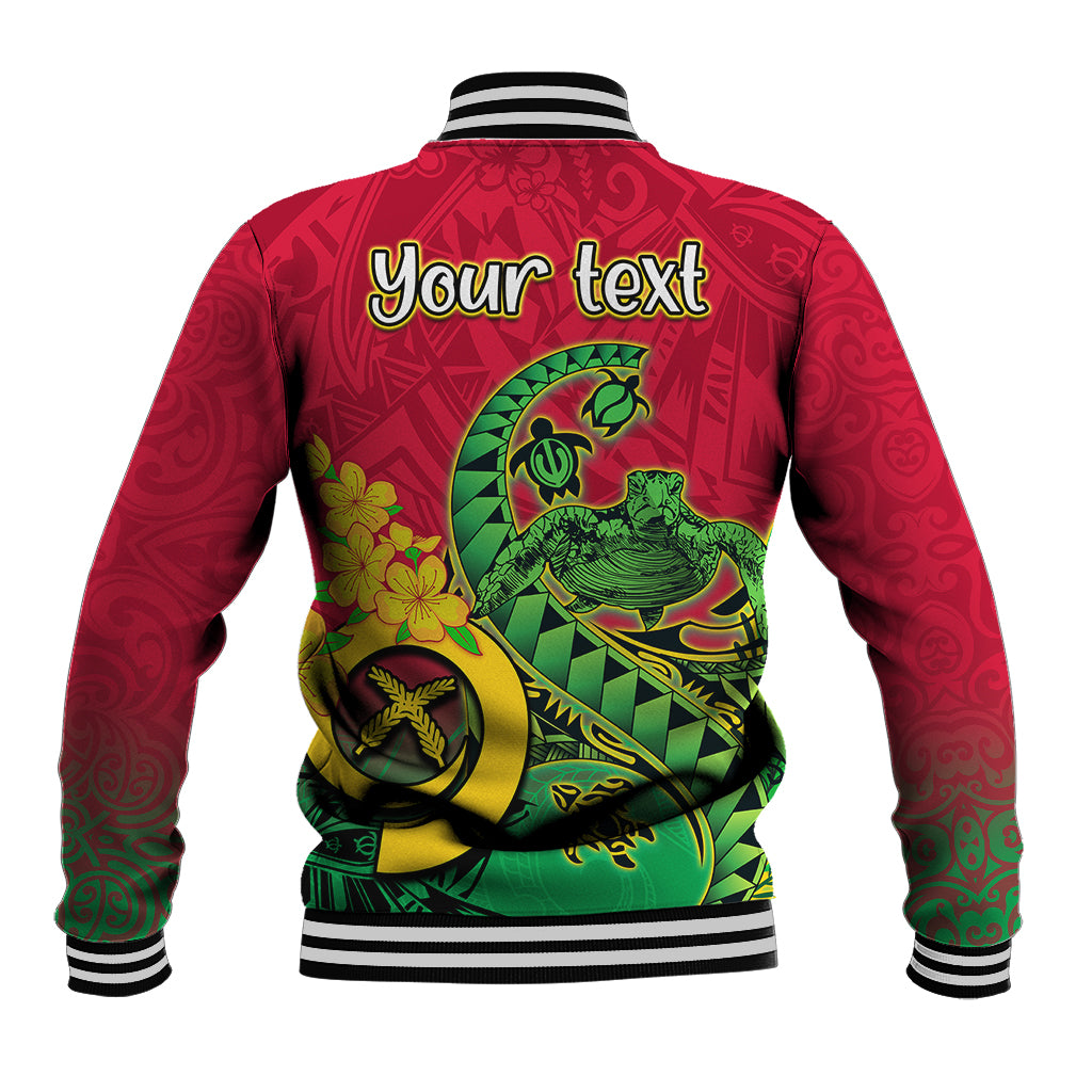 Personalised Vanuatu Islands Baseball Jacket Polynesian Tattoo and Sea Turtle LT9 - Wonder Print Shop