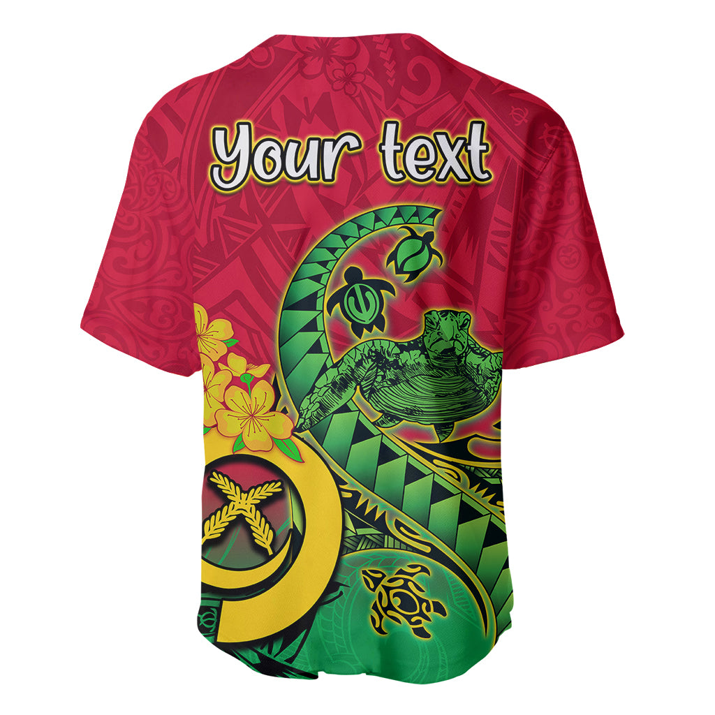 Personalised Vanuatu Islands Baseball Jersey Polynesian Tattoo and Sea Turtle LT9 - Wonder Print Shop
