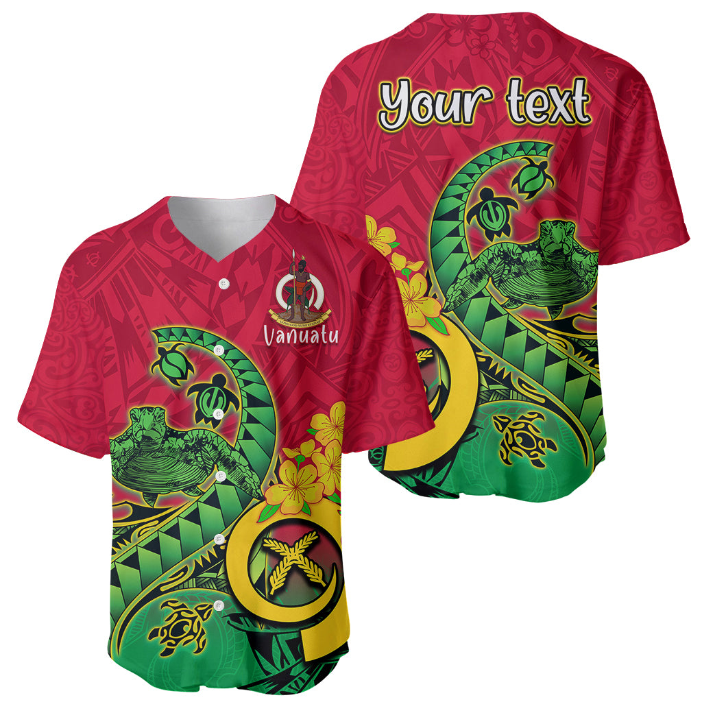 Personalised Vanuatu Islands Baseball Jersey Polynesian Tattoo and Sea Turtle LT9 - Wonder Print Shop