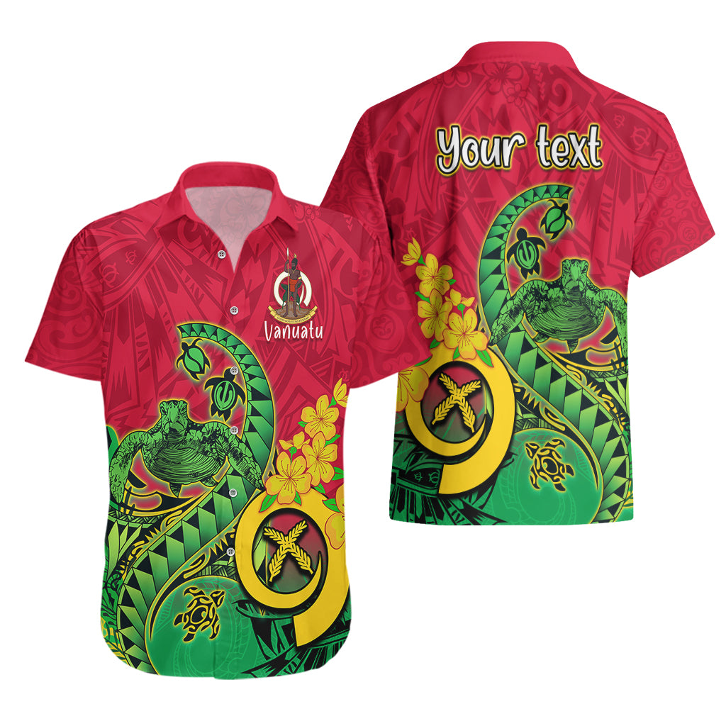 Personalised Vanuatu Islands Hawaiian Shirt Polynesian Tattoo and Sea Turtle - Wonder Print Shop