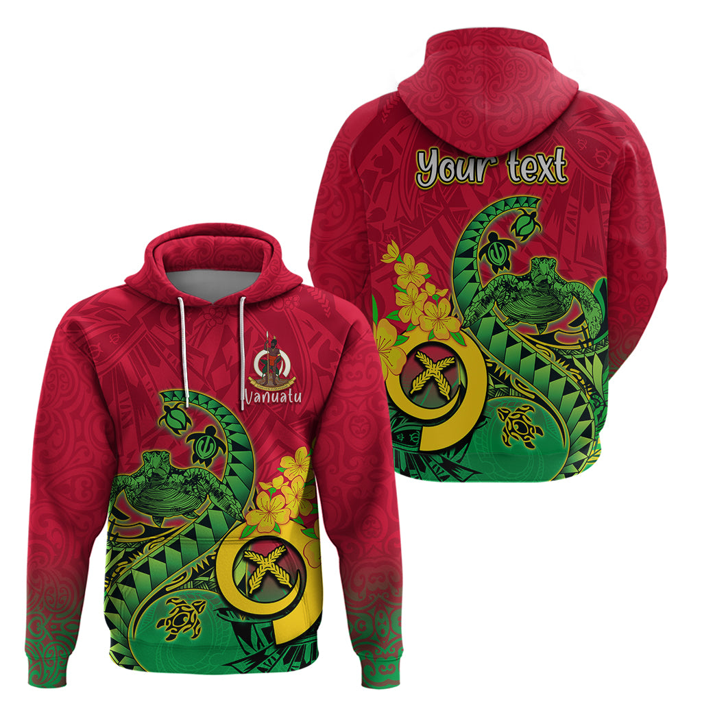Personalised Vanuatu Islands Hoodie Polynesian Tattoo and Sea Turtle - Wonder Print Shop