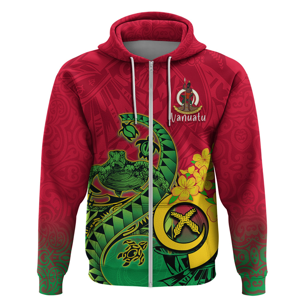Personalised Vanuatu Islands Hoodie Polynesian Tattoo and Sea Turtle - Wonder Print Shop