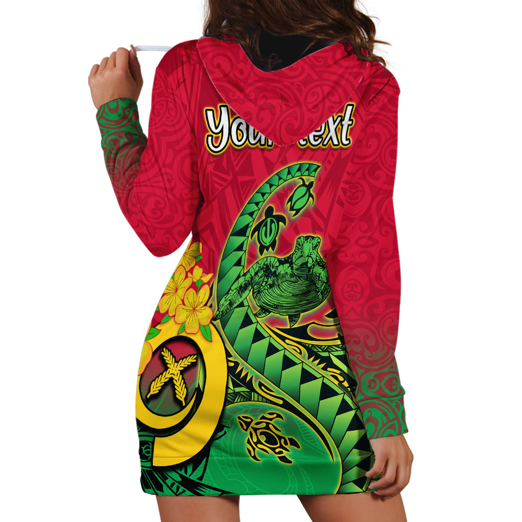 Personalised Vanuatu Islands Hoodie Dress Polynesian Tattoo and Sea Turtle - Wonder Print Shop