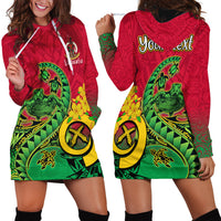 Personalised Vanuatu Islands Hoodie Dress Polynesian Tattoo and Sea Turtle - Wonder Print Shop