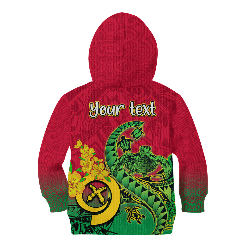 Personalised Vanuatu Islands Kid Hoodie Polynesian Tattoo and Sea Turtle - Wonder Print Shop