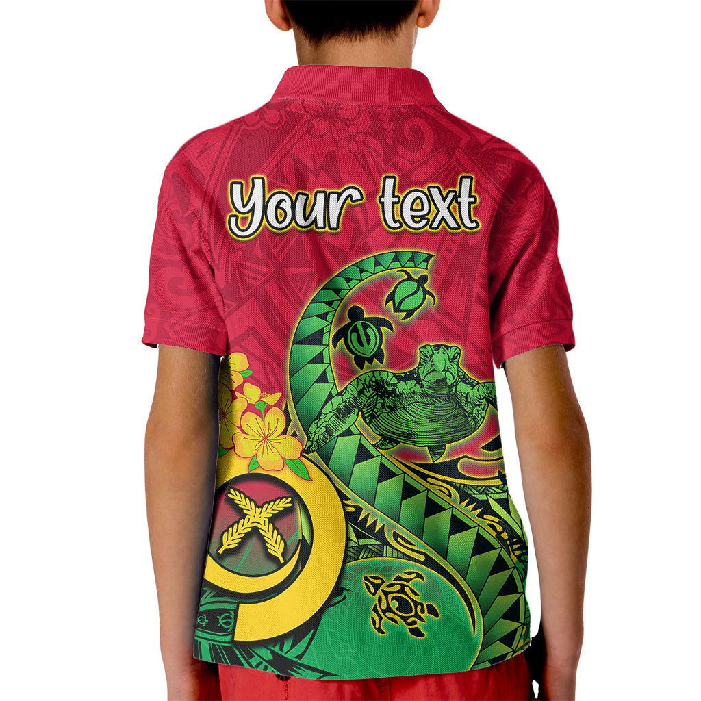 Personalised Vanuatu Islands Kid Polo Shirt Polynesian Tattoo and Sea Turtle - Wonder Print Shop