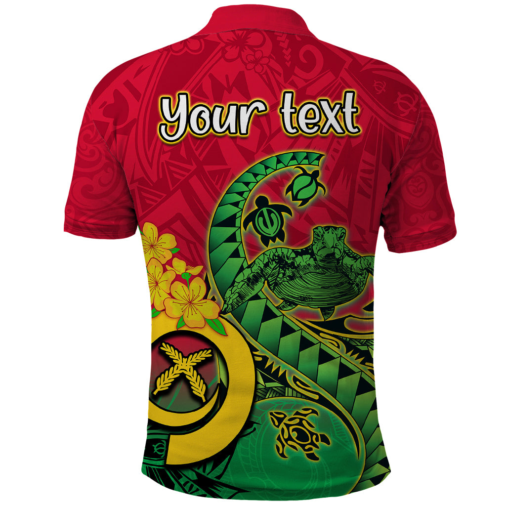 Personalised Vanuatu Islands Polo Shirt Polynesian Tattoo and Sea Turtle - Wonder Print Shop