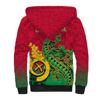Personalised Vanuatu Islands Sherpa Hoodie Polynesian Tattoo and Sea Turtle - Wonder Print Shop