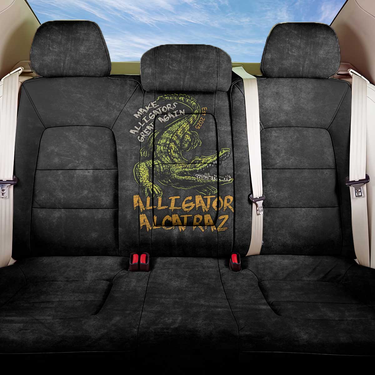 Alligator Alcatraz Est 2025 Back Car Seat Cover Vintage Retro - Wonder Print Shop