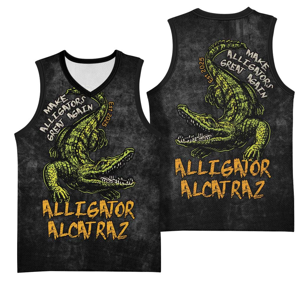 Alligator Alcatraz Est 2025 Basketball Jersey Vintage Retro - Wonder Print Shop