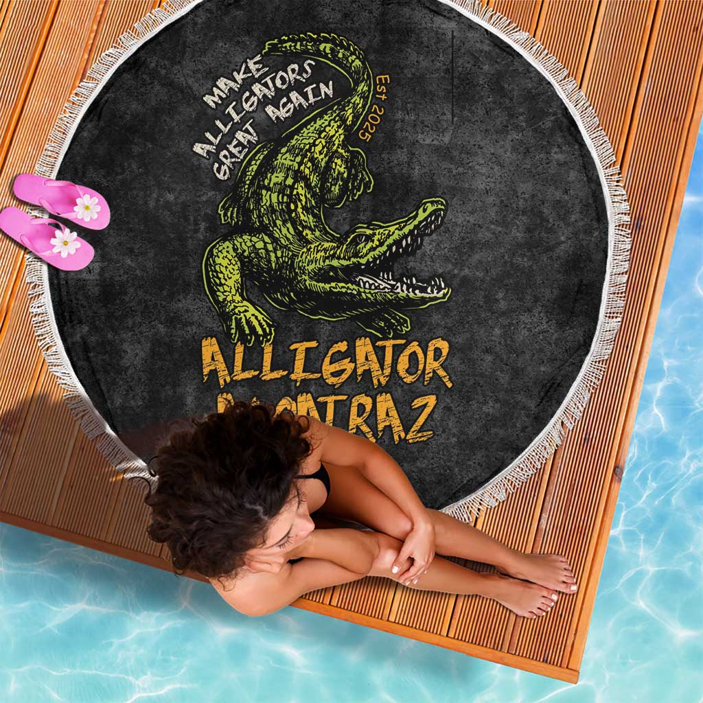 Alligator Alcatraz Est 2025 Beach Blanket Vintage Retro - Wonder Print Shop