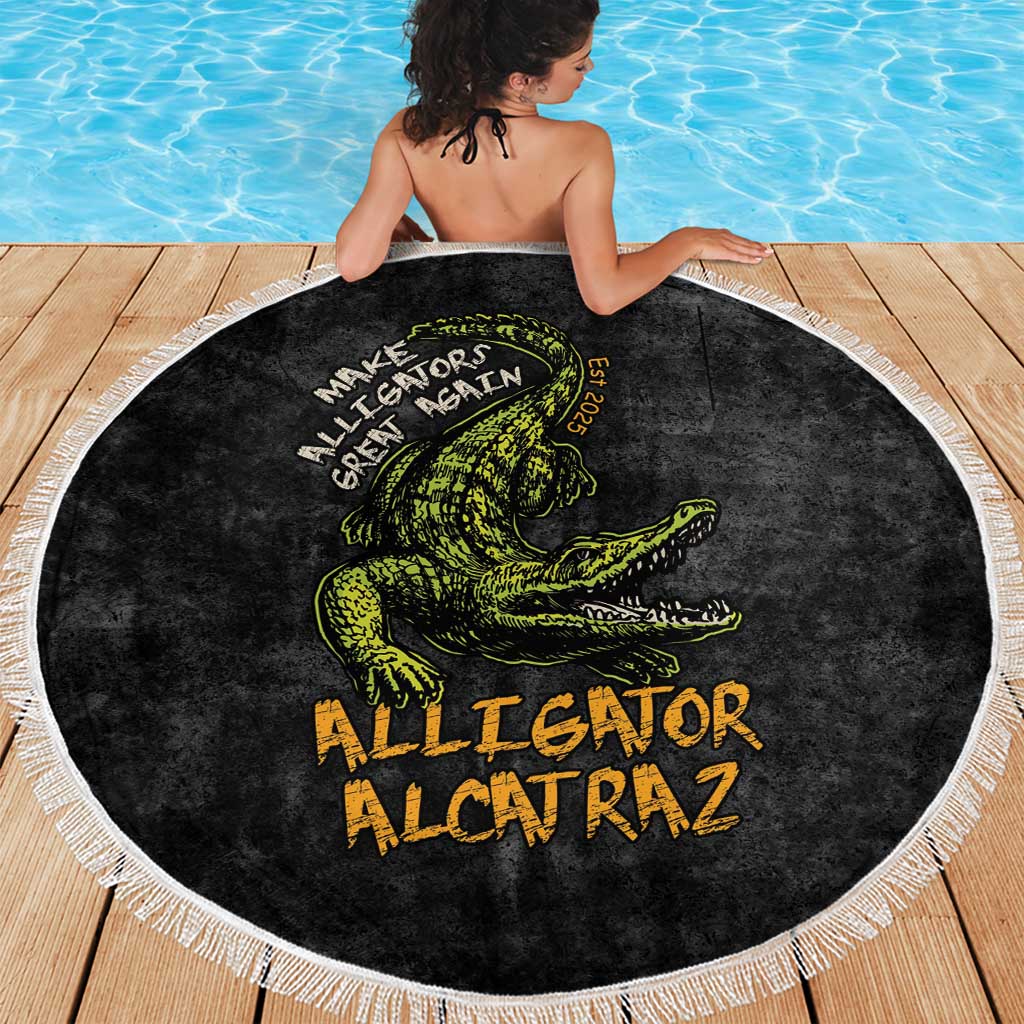Alligator Alcatraz Est 2025 Beach Blanket Vintage Retro - Wonder Print Shop