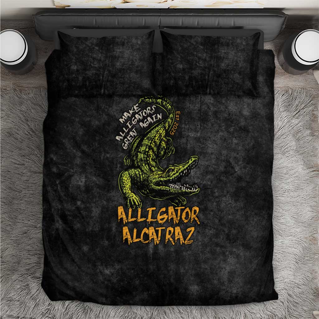 Alligator Alcatraz Est 2025 Bedding Set Vintage Retro - Wonder Print Shop