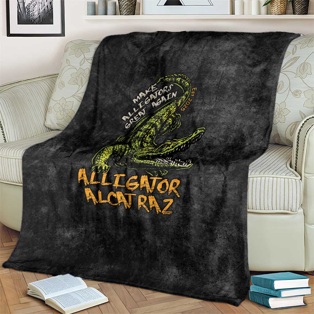 Alligator Alcatraz Est 2025 Blanket Vintage Retro - Wonder Print Shop