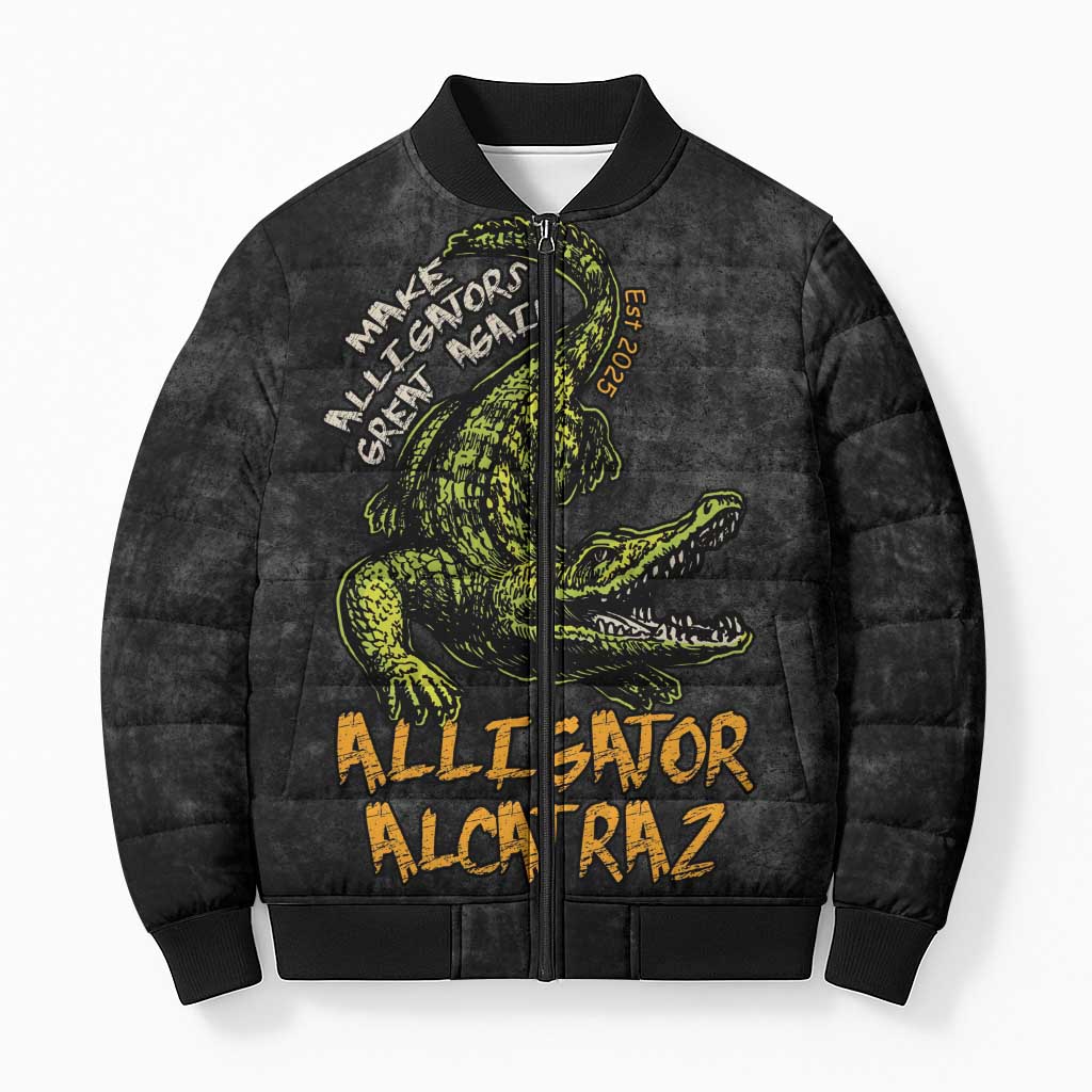 Alligator Alcatraz Est 2025 Bomber Puffer Jacket Vintage Retro - Wonder Print Shop