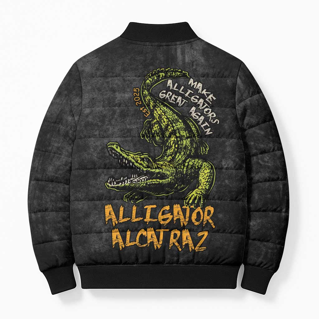 Alligator Alcatraz Est 2025 Bomber Puffer Jacket Vintage Retro - Wonder Print Shop
