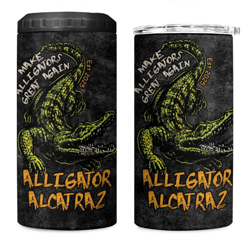 Alligator Alcatraz Est 2025 4 in 1 Can Cooler Tumbler Vintage Retro - Wonder Print Shop
