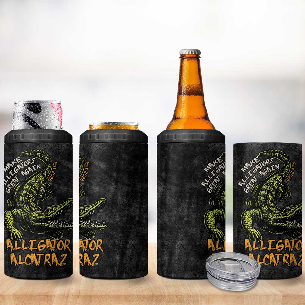 Alligator Alcatraz Est 2025 4 in 1 Can Cooler Tumbler Vintage Retro - Wonder Print Shop