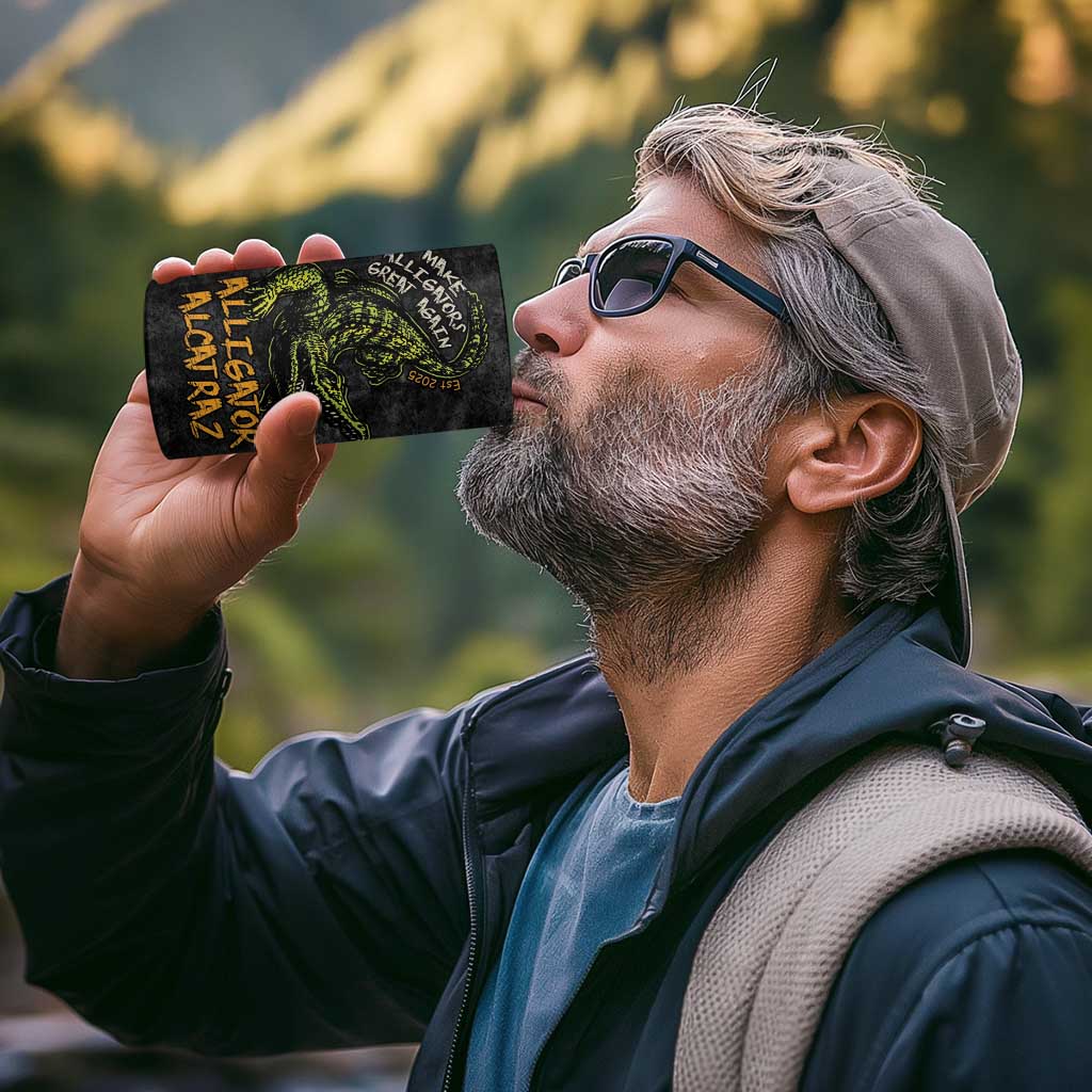 Alligator Alcatraz Est 2025 4 in 1 Can Cooler Tumbler Vintage Retro - Wonder Print Shop