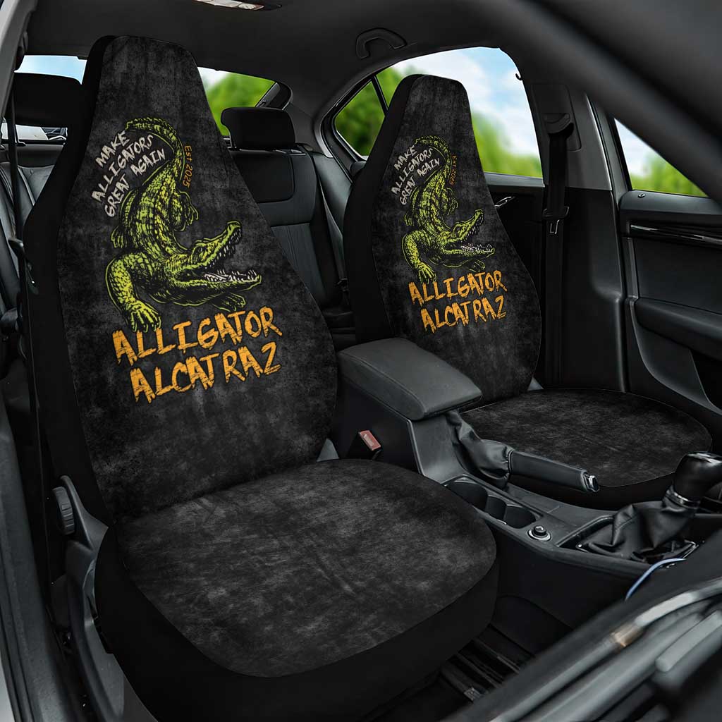 Alligator Alcatraz Est 2025 Car Seat Cover Vintage Retro - Wonder Print Shop