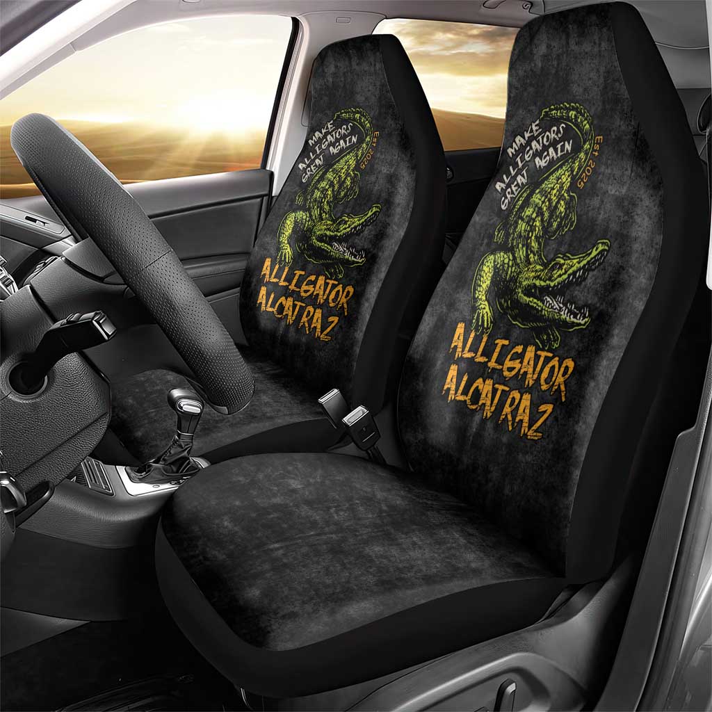 Alligator Alcatraz Est 2025 Car Seat Cover Vintage Retro - Wonder Print Shop