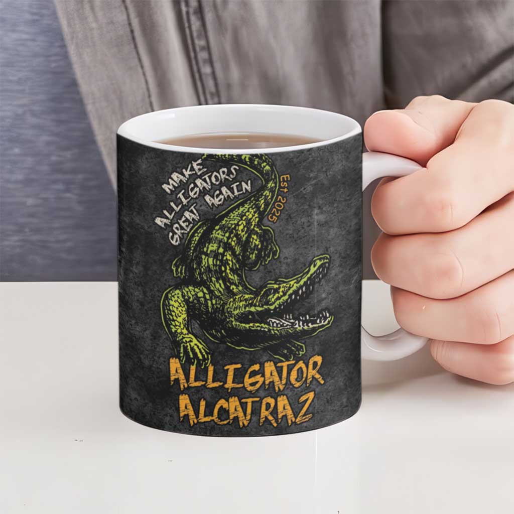 Alligator Alcatraz Est 2025 Ceramic Mug Vintage Retro - Wonder Print Shop