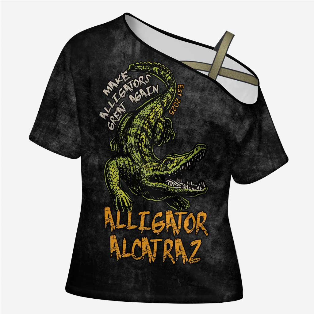 Alligator Alcatraz Est 2025 Cross Shoulder Shirt Vintage Retro - Wonder Print Shop