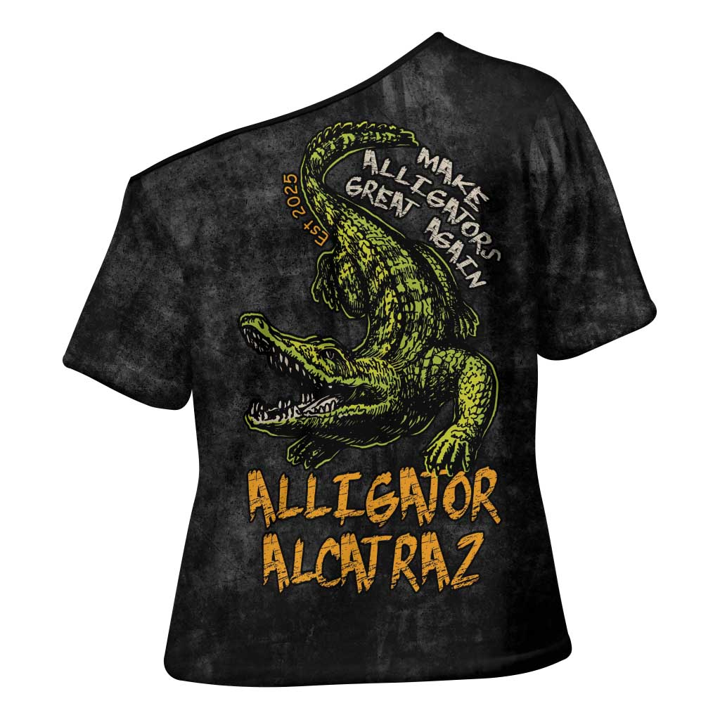 Alligator Alcatraz Est 2025 Cross Shoulder Shirt Vintage Retro - Wonder Print Shop
