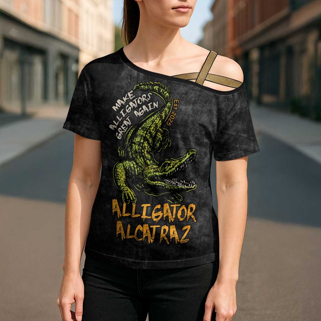 Alligator Alcatraz Est 2025 Cross Shoulder Shirt Vintage Retro - Wonder Print Shop