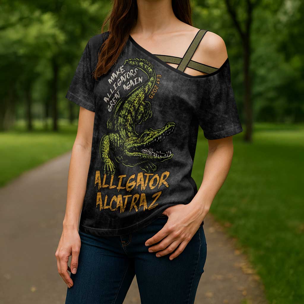 Alligator Alcatraz Est 2025 Cross Shoulder Shirt Vintage Retro - Wonder Print Shop