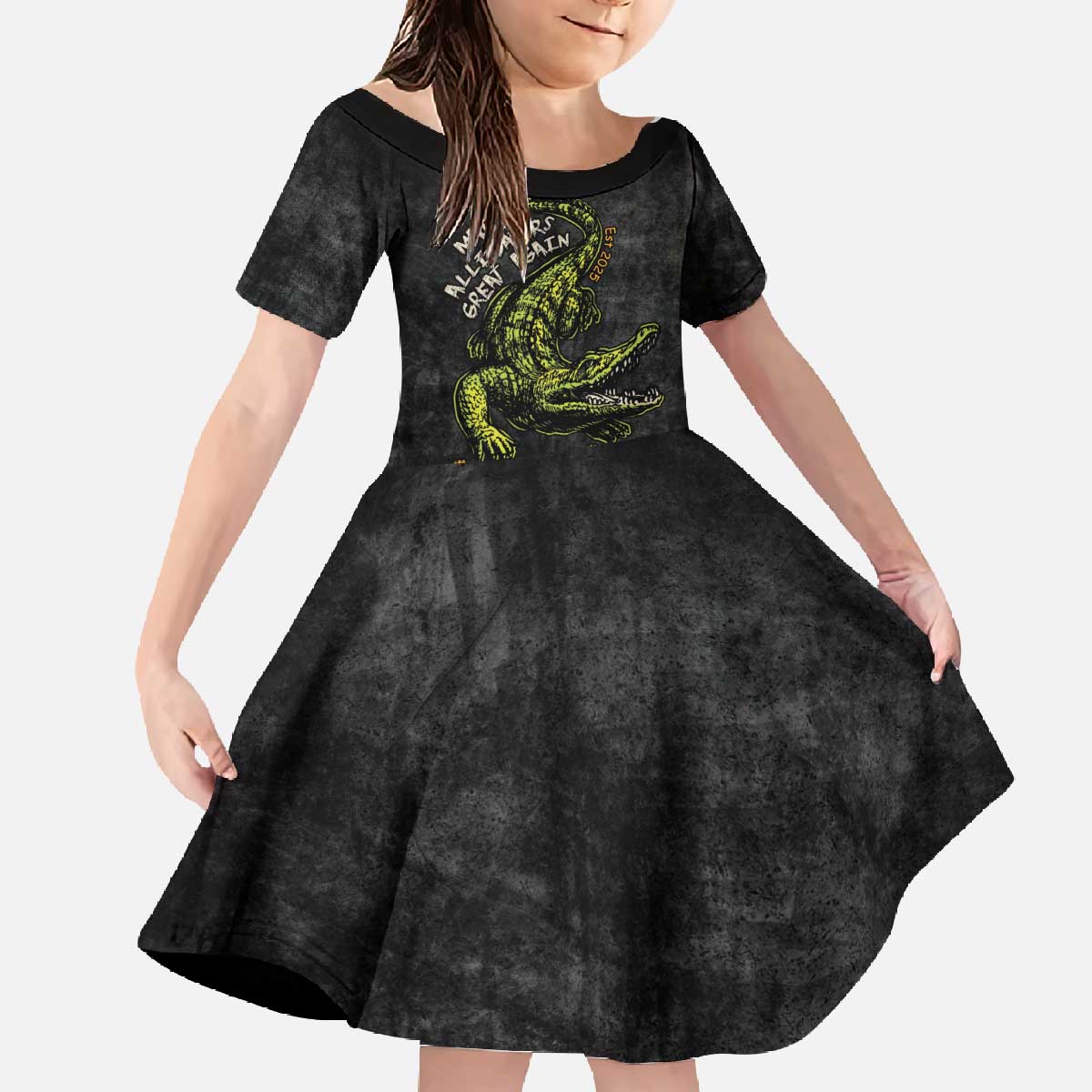 Alligator Alcatraz Est 2025 Family Matching Off The Shoulder Long Sleeve Dress and Hawaiian Shirt Vintage Retro - Wonder Print Shop