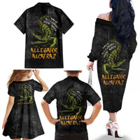 Alligator Alcatraz Est 2025 Family Matching Off The Shoulder Long Sleeve Dress and Hawaiian Shirt Vintage Retro - Wonder Print Shop