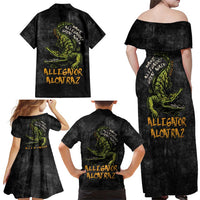 Alligator Alcatraz Est 2025 Family Matching Off Shoulder Maxi Dress and Hawaiian Shirt Vintage Retro - Wonder Print Shop