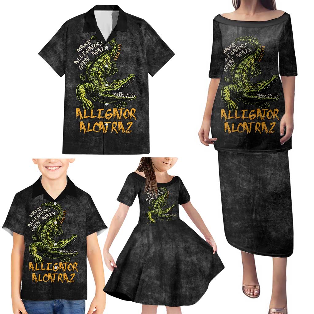 Alligator Alcatraz Est 2025 Family Matching Puletasi and Hawaiian Shirt Vintage Retro - Wonder Print Shop